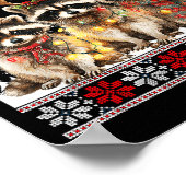 Cute Raccoon Santa Christmas Lights Ugly Xmas Swea ポスター (角)