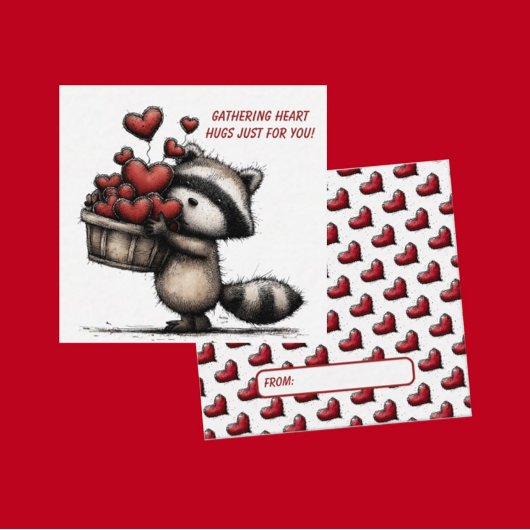 Cute Raccoon Valentine Card ノートカード