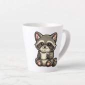 Cute Raccoon with Coffee – Cozy Kawaii Animal カフェラテマグ (右アングル)