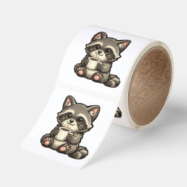 Cute Raccoon with Coffee – Cozy Kawaii Animal スクエアシール