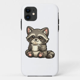 Cute Raccoon with Coffee – Cozy Kawaii Animal iPhone 11 ケース