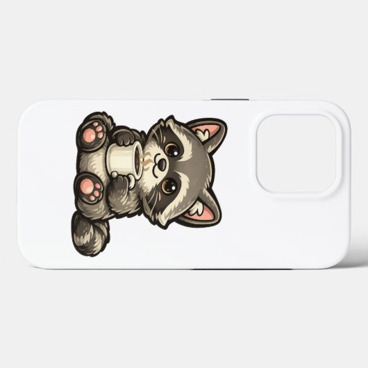 Cute Raccoon with Coffee – Cozy Kawaii Animal Case-Mate iPhoneケース (裏面 (横))
