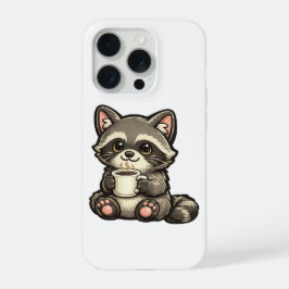 Cute Raccoon with Coffee – Cozy Kawaii Animal iPhone 15 Proケース
