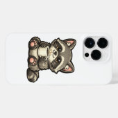 Cute Raccoon with Coffee – Cozy Kawaii Animal iPhoneケース (裏面横)