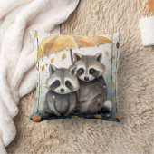 Cute Raccoons in the Rain クッション (ブランケット)