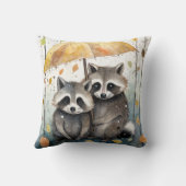 Cute Raccoons in the Rain クッション (裏面)