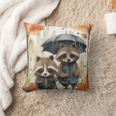 Cute Raccoons in the Rain クッション (ブランケット)