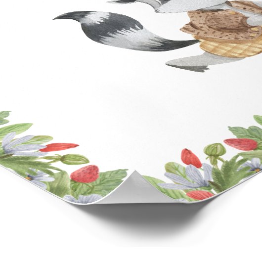 Cute Racoon On A Skateboard Wild Text Poster ポスター (角)