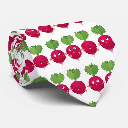 Cute radishes singing trio cartoon vegetables ネクタイ (ロール)