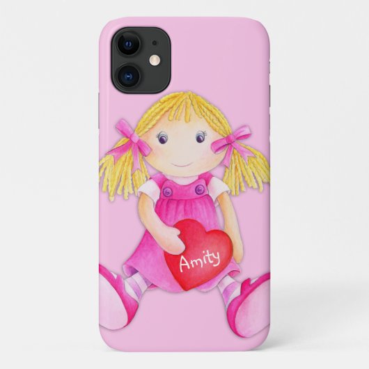 Cute rag doll girls name pink Case-Mate iPhoneケース (裏面)