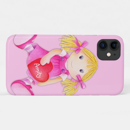 Cute rag doll girls name pink Case-Mate iPhoneケース (裏面(横))