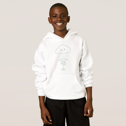 Cute Rain Cloud and Flower Kids Hoodie (正面フル)
