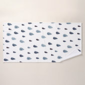 Cute rain. Watercolor seamless pattern. Indigo rai バスタオル (バスタオル)