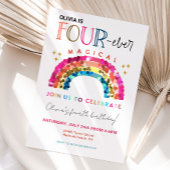 Cute Rainbow 4th birthday FOUR ever Magical  招待状