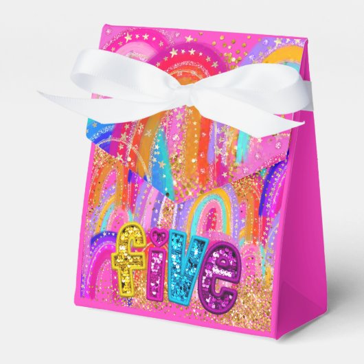 Cute Rainbow 5th Birthday Favor Box フェイバーボックス (正面サイド)