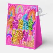 Cute Rainbow 6th Birthday Favor Box フェイバーボックス (裏面サイド)