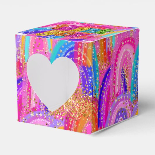 Cute Rainbow 7th Birthday Thank you Favor Box フェイバーボックス (正面サイド)