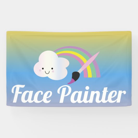 Cute Rainbow and Brush Facepainter Artist 横断幕 (横)