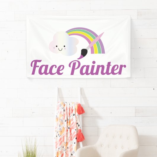 Cute Rainbow and Brush Facepainter Artist 横断幕 (インサイチュ)