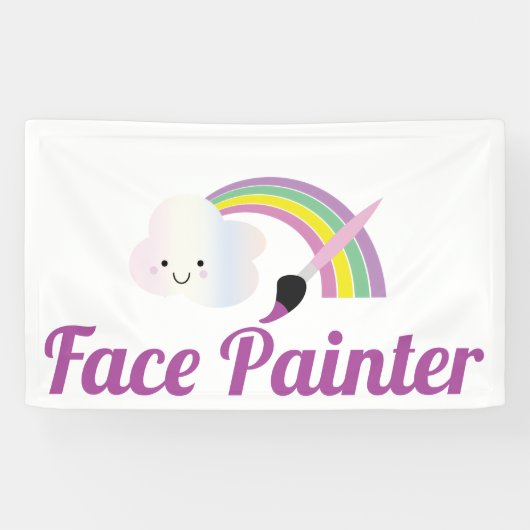 Cute Rainbow and Brush Facepainter Artist 横断幕 (横)