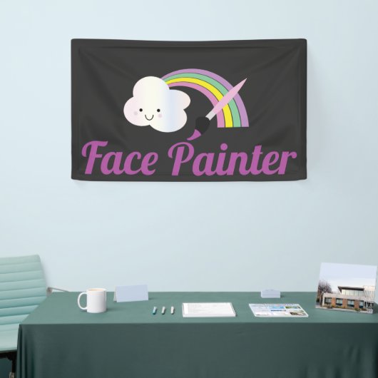 Cute Rainbow and Brush Facepainter Artist 横断幕 (トレードショー)
