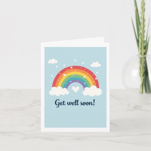Cute Rainbow and Heart Get Well Soon Big Card カード (正面)