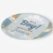 Cute Rainbow and Sleeping Cloud Baby Shower ペーパープレート (アングル)