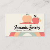 Cute Rainbow Apple School Teacher Professor 名刺 (正面)