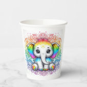 Cute rainbow baby elephant paper cup 紙コップ (左)