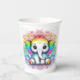 Cute rainbow baby elephant paper cup 紙コップ