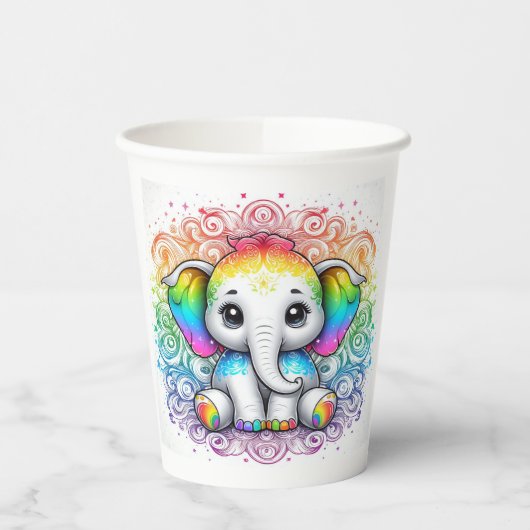 Cute rainbow baby elephant paper cup 紙コップ (左)