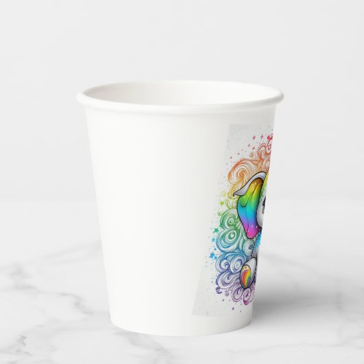 Cute rainbow baby elephant paper cup 紙コップ (正面)