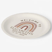 Cute Rainbow Boho Baby Shower ペーパープレート (アングル)