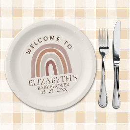 Cute Rainbow Boho Baby Shower ペーパープレート