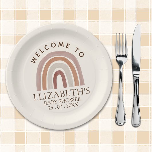 Cute Rainbow Boho Baby Shower ペーパープレート