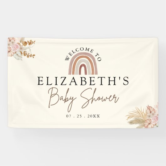Cute Rainbow Boho Baby Shower 横断幕 (横)