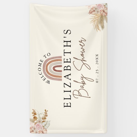 Cute Rainbow Boho Baby Shower 横断幕 (縦)