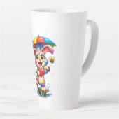 Cute Rainbow Bunny with Umbrella Design カフェラテマグ (右アングル)