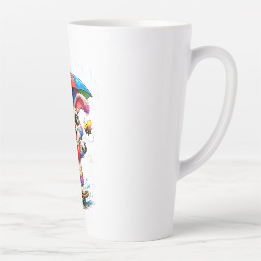 Cute Rainbow Bunny with Umbrella Design カフェラテマグ (右)