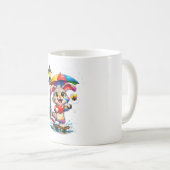 Cute Rainbow Bunny with Umbrella Design コーヒーマグカップ (正面右)