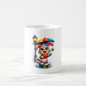 Cute Rainbow Bunny with Umbrella Design コーヒーマグカップ (中央)