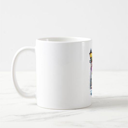 Cute Rainbow Bunny with Umbrella Design コーヒーマグカップ (左)