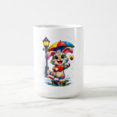 Cute Rainbow Bunny with Umbrella Design コーヒーマグカップ (中央)