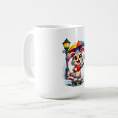 Cute Rainbow Bunny with Umbrella Design コーヒーマグカップ (正面左)