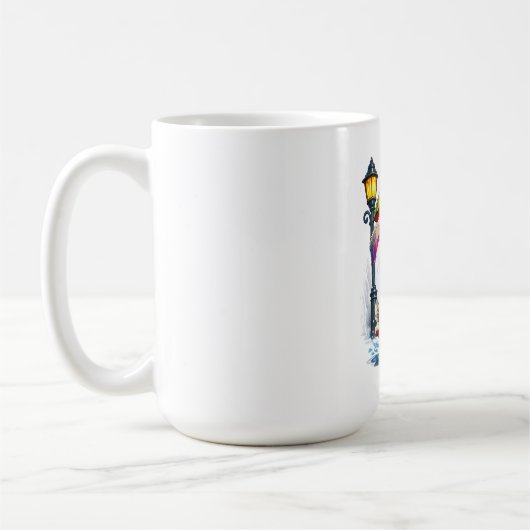 Cute Rainbow Bunny with Umbrella Design コーヒーマグカップ (左)
