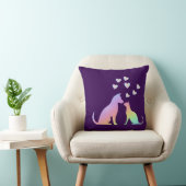 Cute Rainbow Cat and Dog Silhouette Love Purple To クッション (椅子)