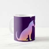 Cute Rainbow Cat and Dog Silhouette Love Purple To コーヒーマグカップ (正面左)