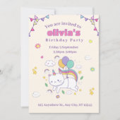 Cute Rainbow Cat Unicorn Birthday Invitation  招待状 (正面)