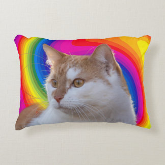 Cute Rainbow Colorful Cat Photo アクセントクッション