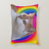 Cute Rainbow Colorful Cat Photo アクセントクッション (正面(垂直))